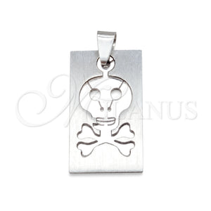 Dije Religioso 05.63.1219 Acero Inoxidable, Diseño de Calavera, Pulido, Tono Plateado