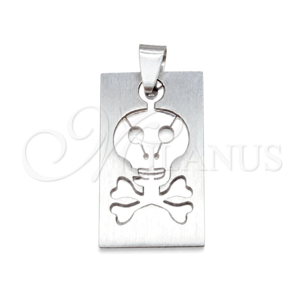 Dije Religioso 05.63.1219 Acero Inoxidable, Diseño de Calavera, Pulido, Tono Plateado
