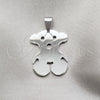 Dije Elegante 05.63.1220 Acero Inoxidable, Diseño de Osito, Pulido, Tono Plateado