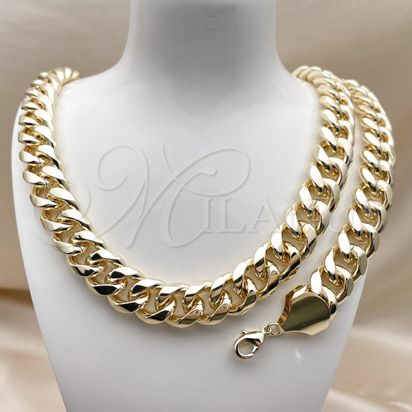 Collar y Pulsera 06.331.0008 Oro Laminado, Diseño de Miami Cubana, Pulido, Tono Dorado