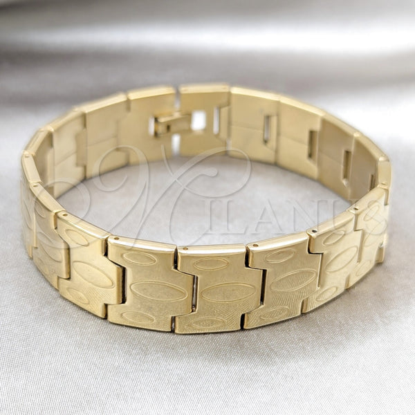 Pulsera Solida 03.63.22950.08 Acero Inoxidable, Pulido, Tono Dorado (16 MM Thickness, 8 Inches Length)