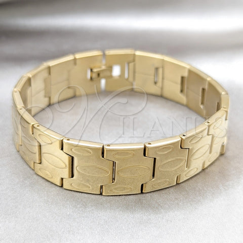 Pulsera Solida 03.63.22950.08 Acero Inoxidable, Pulido, Tono Dorado (16 MM Thickness, 8 Inches Length)