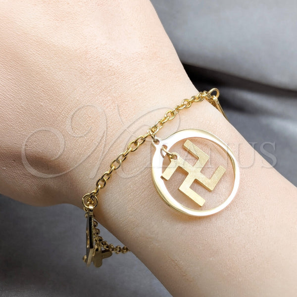 Pulsera de Dije 03.63.22960.07 Acero Inoxidable, Diseño de Diamante, Pulido, Tono Dorado (03 MM Thickness, 7 Inches Length)