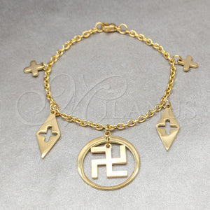 Pulsera de Dije 03.63.22960.07 Acero Inoxidable, Diseño de Diamante, Pulido, Tono Dorado (03 MM Thickness, 7 Inches Length)