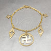 Pulsera de Dije 03.63.22960.07 Acero Inoxidable, Diseño de Diamante, Pulido, Tono Dorado (03 MM Thickness, 7 Inches Length)