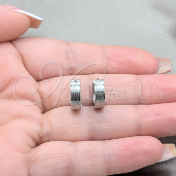 Argolla Huggie 02.63.2765.10 Acero Inoxidable, Diseño de Cruz, Pulido, Tono Plateado