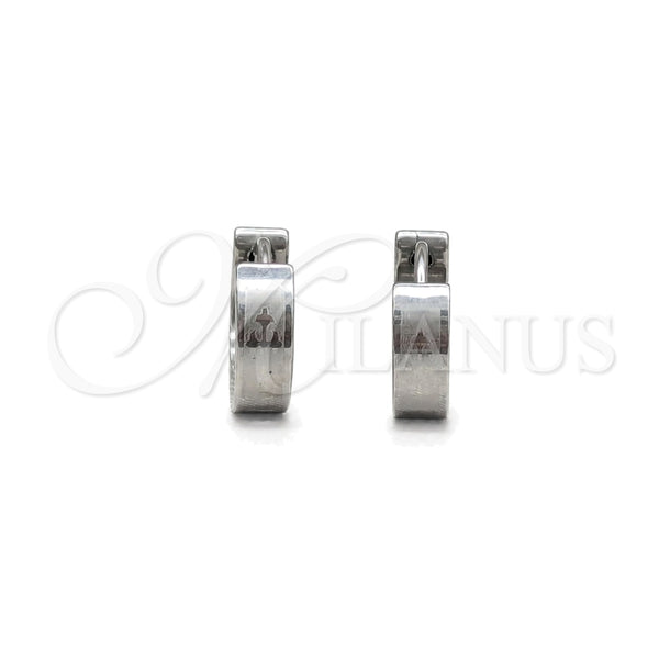 Argolla Huggie 02.63.2765.10 Acero Inoxidable, Diseño de Cruz, Pulido, Tono Plateado