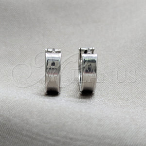 Argolla Huggie 02.63.2766.10 Acero Inoxidable, Diseño de Trébol de Cuatro Hojas, Pulido, Tono Plateado