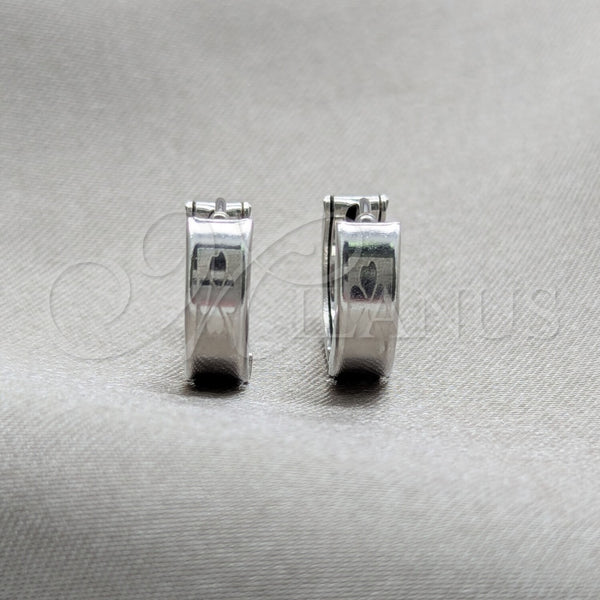 Argolla Huggie 02.63.2766.10 Acero Inoxidable, Diseño de Trébol de Cuatro Hojas, Pulido, Tono Plateado