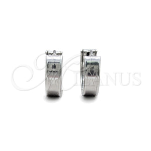 Argolla Huggie 02.63.2766.10 Acero Inoxidable, Diseño de Trébol de Cuatro Hojas, Pulido, Tono Plateado