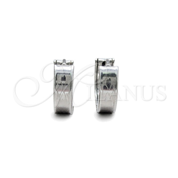 Argolla Huggie 02.63.2766.10 Acero Inoxidable, Diseño de Trébol de Cuatro Hojas, Pulido, Tono Plateado
