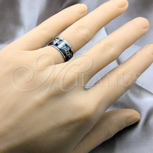 Anillo de Hombre 01.63.0580.05 Acero Inoxidable, Esmaltado Negro, Tono Plateado (Size 5)
