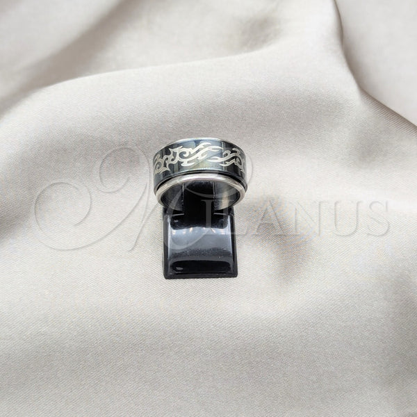 Anillo de Hombre 01.63.0580.05 Acero Inoxidable, Esmaltado Negro, Tono Plateado (Size 5)