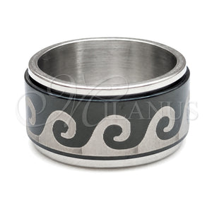 Anillo de Hombre 01.63.0580.05 Acero Inoxidable, Esmaltado Negro, Tono Plateado (Size 5)