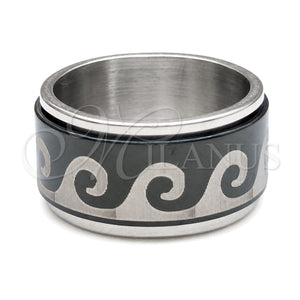 Anillo de Hombre 01.63.0580.05 Acero Inoxidable, Esmaltado Negro, Tono Plateado (Size 5)