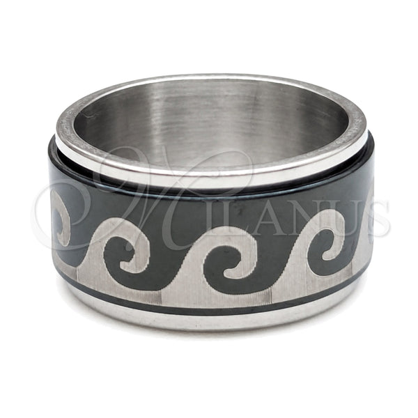 Anillo de Hombre 01.63.0580.05 Acero Inoxidable, Esmaltado Negro, Tono Plateado (Size 5)