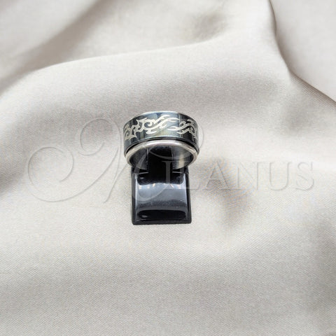 Anillo de Hombre 01.63.0580.05 Acero Inoxidable, Esmaltado Negro, Tono Plateado (Size 5)