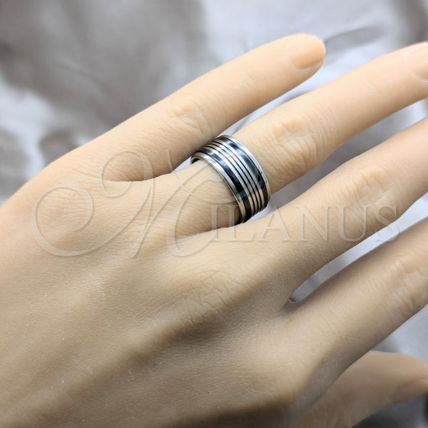 Anillo de Hombre 01.63.0585.08 Acero Inoxidable, Diseño de Duplo, Pulido, Tono Plateado (Size 9)
