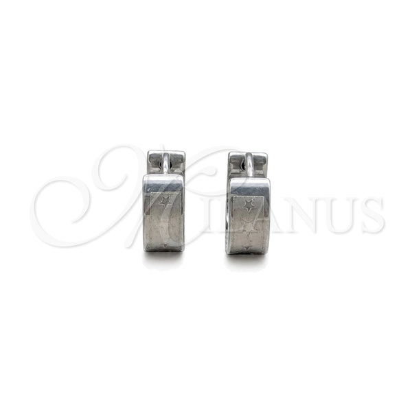 Argolla Huggie 02.63.2770.07 Acero Inoxidable, Diseño de Estrella, Pulido, Tono Plateado