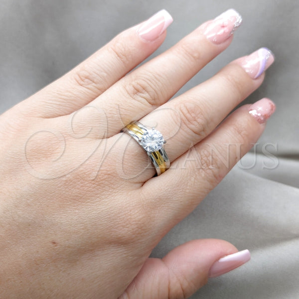 Anillo Elegante 01.63.0593.10 Acero Inoxidable, con Blanca Zirconia Cubica, Pulido, Tono Plateado (Size 10)
