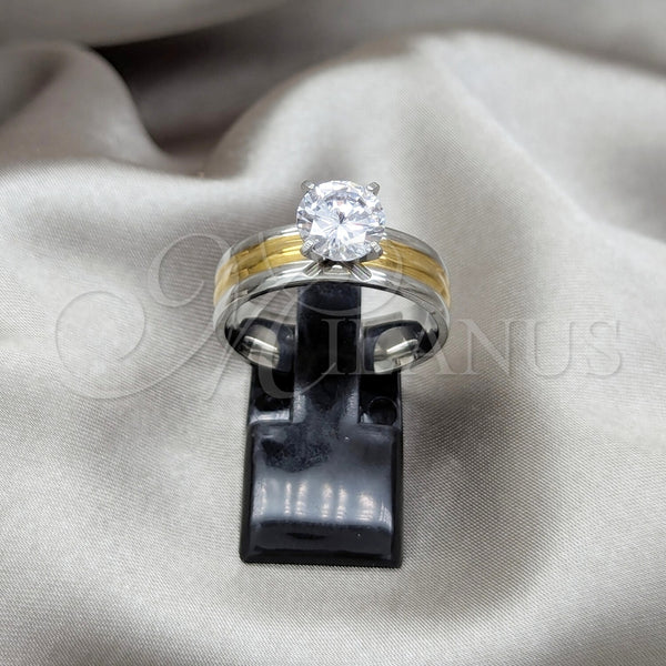 Anillo Elegante 01.63.0593.10 Acero Inoxidable, con Blanca Zirconia Cubica, Pulido, Tono Plateado (Size 10)