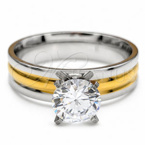 Anillo Elegante 01.63.0593.10 Acero Inoxidable, con Blanca Zirconia Cubica, Pulido, Tono Plateado (Size 10)