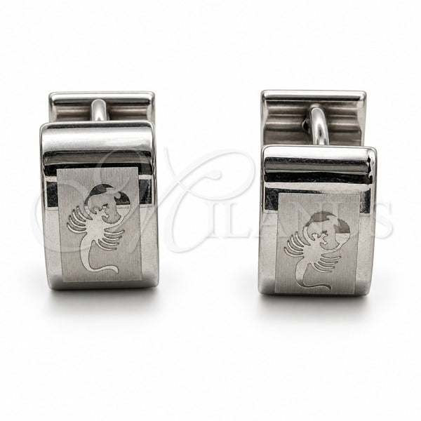 Argolla Huggie 02.63.2776.10 Acero Inoxidable, Diseño de Escorpión, Pulido, Tono Plateado