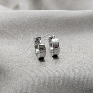 Argolla Huggie 02.63.2778.10 Acero Inoxidable, Diseño de Amor, Pulido, Tono Plateado