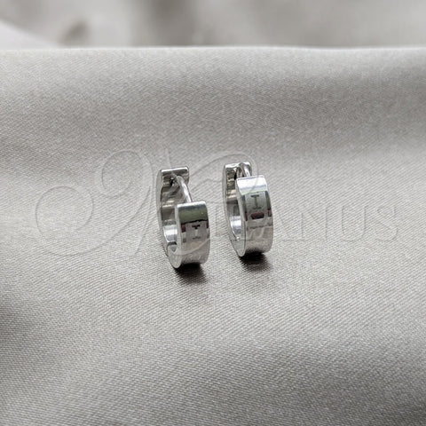 Argolla Huggie 02.63.2778.10 Acero Inoxidable, Diseño de Amor, Pulido, Tono Plateado