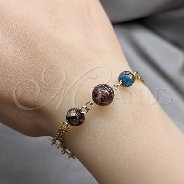 Pulsera Elegante 03.63.22984.07 Acero Inoxidable, Diseño de Bola y Estrella, con Multicolor Cristal, Pulido, Tono Dorado (02 MM Thickness, 7 Inches Length)