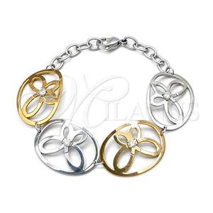 Pulsera Elegante 03.63.22985.07 Acero Inoxidable, Diseño de Mariposa, Pulido, Dos Tonos (06 MM Thickness, 7 Inches Length)