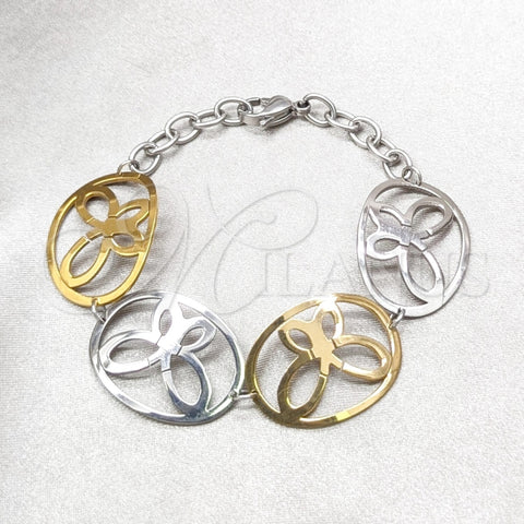 Pulsera Elegante 03.63.22985.07 Acero Inoxidable, Diseño de Mariposa, Pulido, Dos Tonos (06 MM Thickness, 7 Inches Length)