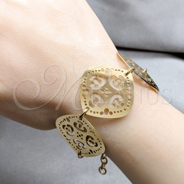 Pulsera Elegante 03.63.22989.08 Acero Inoxidable, Diseño de Diamante, Pulido, Tono Dorado (06 MM Thickness, 8 Inches Length)