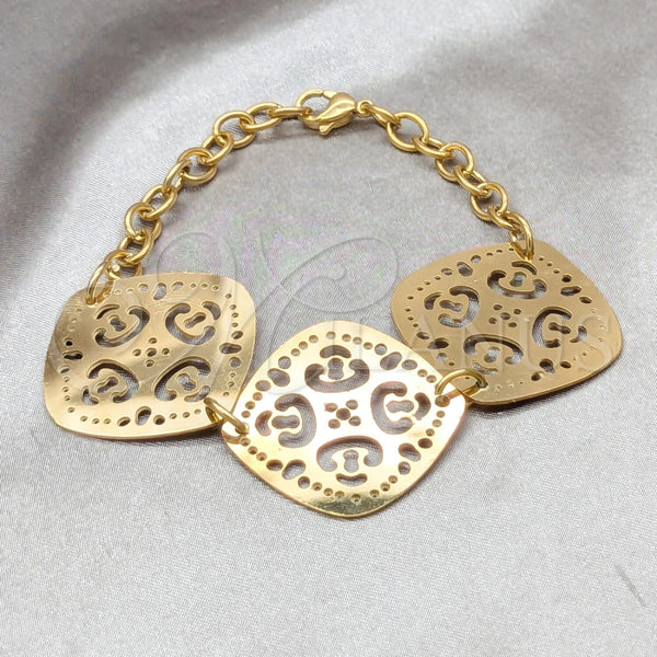 Pulsera Elegante 03.63.22989.08 Acero Inoxidable, Diseño de Diamante, Pulido, Tono Dorado (06 MM Thickness, 8 Inches Length)