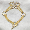 Pulsera Elegante 03.63.22994.08 Acero Inoxidable, Diseño de Mariposa y Flor, Pulido, Tono Dorado (02 MM Thickness, 8 Inches Length)