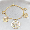 Pulsera Elegante 03.63.22102.07 Acero Inoxidable, Diseño de Corazón y Estrella, Pulido, Tono Dorado (03 MM Thickness, 7 Inches Length)