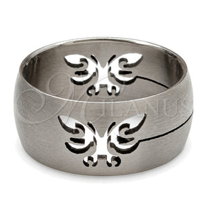 Anillo de Hombre 01.63.0606.04 Acero Inoxidable, Diseño de Mariposa, Mate, Tono Plateado (Size 4)