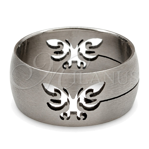 Anillo de Hombre 01.63.0606.04 Acero Inoxidable, Diseño de Mariposa, Mate, Tono Plateado (Size 4)