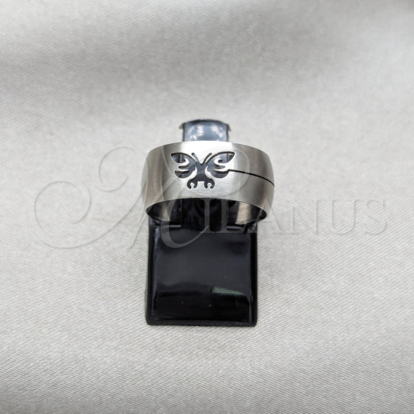 Anillo de Hombre 01.63.0606.04 Acero Inoxidable, Diseño de Mariposa, Mate, Tono Plateado (Size 4)