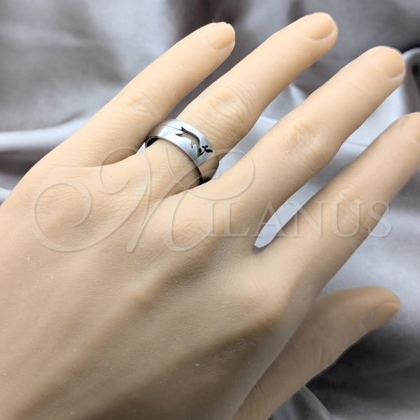 Anillo de Hombre 01.63.0608.09 Acero Inoxidable, Diseño de Ciervo, Mate, Tono Plateado (Size 9)