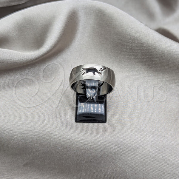 Anillo de Hombre 01.63.0608.09 Acero Inoxidable, Diseño de Ciervo, Mate, Tono Plateado (Size 9)