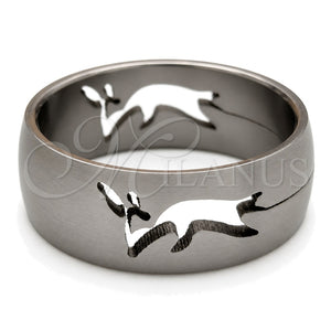 Anillo de Hombre 01.63.0608.09 Acero Inoxidable, Diseño de Ciervo, Mate, Tono Plateado (Size 9)