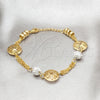 Pulsera Elegante 03.63.22110.08 Acero Inoxidable, Diseño de Bola, con Blanca Cristal, Pulido, Tono Dorado (06 MM Thickness, 8 Inches Length)
