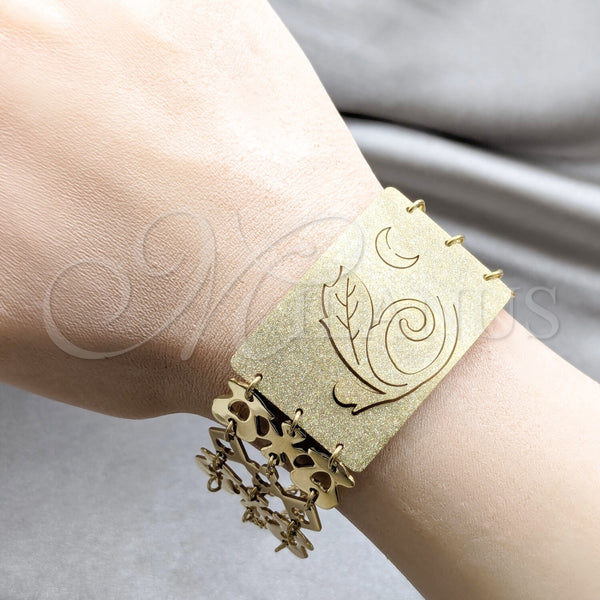 Pulsera Elegante 03.63.22111.08 Acero Inoxidable, Diseño de Oja, Pulido, Tono Dorado (02 MM Thickness, 8 Inches Length)