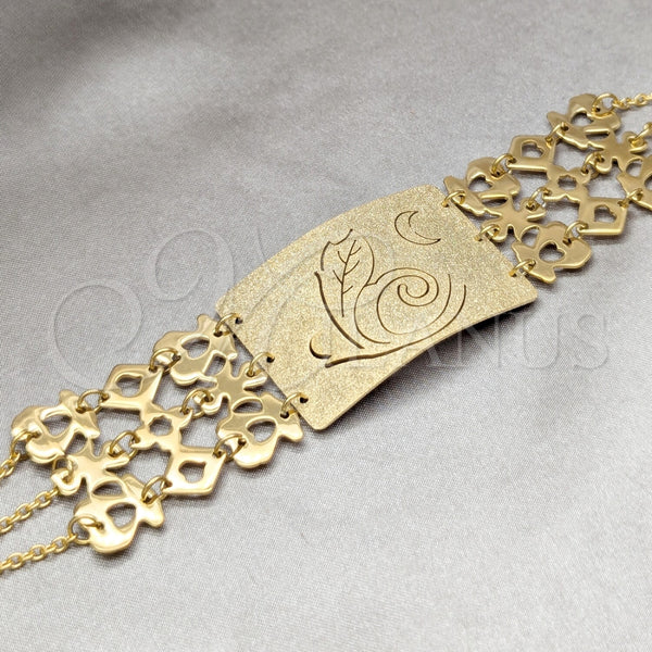 Pulsera Elegante 03.63.22111.08 Acero Inoxidable, Diseño de Oja, Pulido, Tono Dorado (02 MM Thickness, 8 Inches Length)