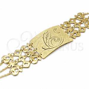 Pulsera Elegante 03.63.22111.08 Acero Inoxidable, Diseño de Oja, Pulido, Tono Dorado (02 MM Thickness, 8 Inches Length)