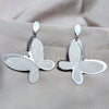 Arete Largo 02.63.2790 Acero Inoxidable, Diseño de Mariposa, con Blanca Cristal, Pulido, Tono Plateado