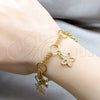 Pulsera Elegante 03.63.22114.08 Acero Inoxidable, Diseño de Flor, con Blanca Cristal, Pulido, Tono Dorado (06 MM Thickness, 8 Inches Length)