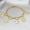 Pulsera Elegante 03.63.22114.08 Acero Inoxidable, Diseño de Flor, con Blanca Cristal, Pulido, Tono Dorado (06 MM Thickness, 8 Inches Length)