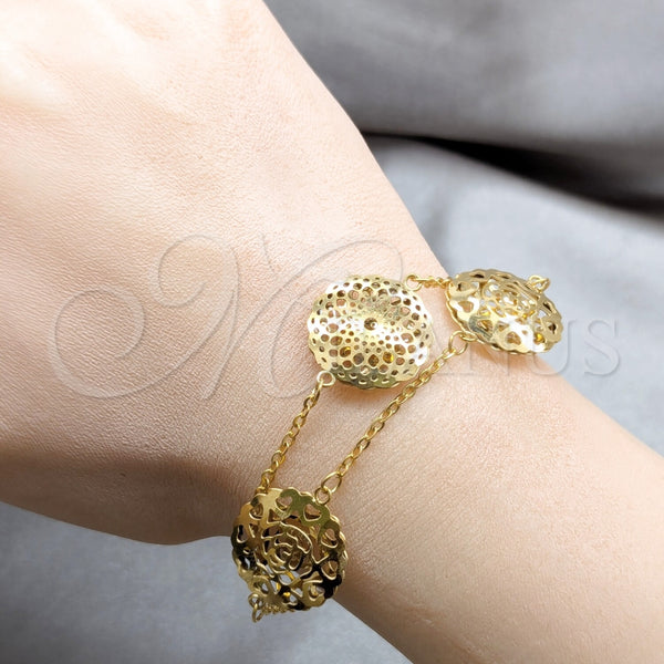Pulsera Elegante 03.63.22118.07 Acero Inoxidable, Diseño de Flor, Pulido, Tono Dorado (02 MM Thickness, 7 Inches Length)